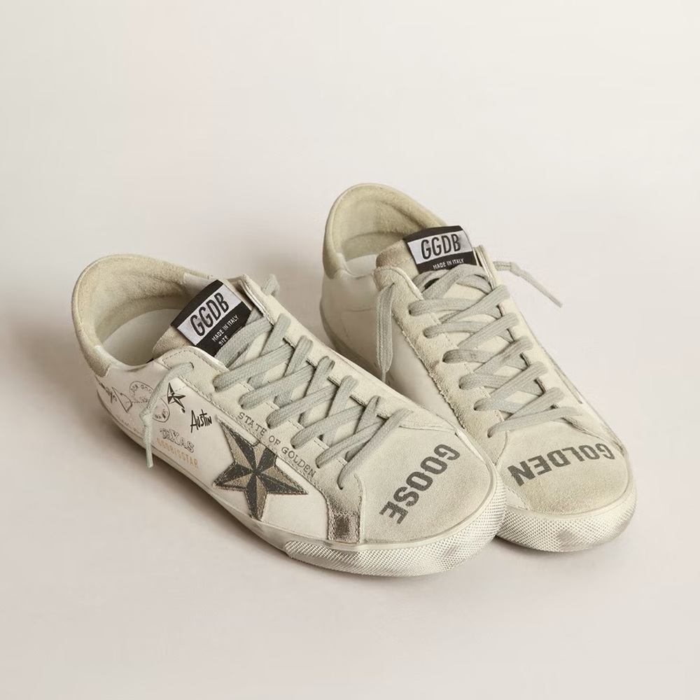 Golden Goose Superstar sneakers with Texas graffiti